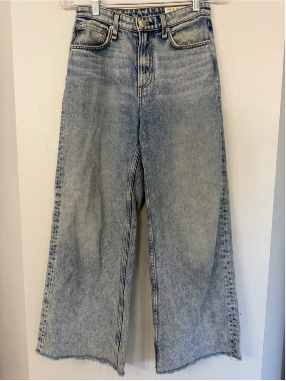 Rag & Bone Ruth Super High Rise Ankle Wide Leg Denim medium wash jeans size 24 - Picture 2 of 11